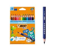 BIC Kids Evolution Triangle Coloured Pencils, Colouring Pencils Ideal for Small Kids 2 Years and Up to Place Fingers, Extra Resistant BIC Pencils, School Supplies, 12 Pack