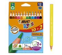 BIC Kids Evolution Triangle ECOlutions Colouring Pencils - Assorted Colours, Wallet of 10+2