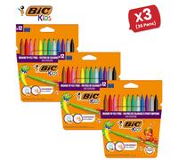 Bic Kids Kid Couleur Felt Medium Blocked Tip Colouring Pens - 3 Packs Bic Multicolor