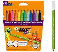 BIC Kids Kid Couleur Felt Medium Blocked Tip Colouring Pens - Pack of 12