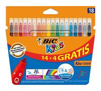 BIC Kids Kid Couleur Felt Tip Colouring Pens - Assorted Colours, Cardboard Wallet of 14+4