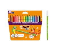 BIC Kids Kid Couleur Felt Tip Colouring Pens - Assorted Colours, Cardboard Wallet of 18