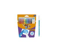 BIC Kids Magic Felt Pens - Assorted Colours - Pack of 12 (10 Coloured Markers and 2 Erasers) with Medium Point