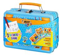 BIC Kids Memory Game Travel Case: Colouring Pencils, Crayons, Felt Pens, 32-Piece Memory Game - Assorted Colours, Box of 64
