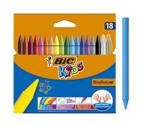 BIC Kids Plastidecor Colouring Crayons - Assorted Colours, Cardboard Wallet of 18
