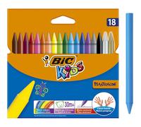 BIC Kids Plastidecor Colouring Crayons - Assorted Colours, Cardboard Wallet of 18