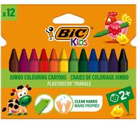 BIC Kids Plastidecor Colouring Crayons - Cardboard Wallet of 12 - Assorted Colours - Ideal For Small Kids