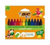 BIC Kids 8297732 Dreikant-Wachsmalkreide PLASTIDECOR Triangle, 12 Farben sortier