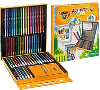 BIC Kids Stationery Activity Set and Carry Case, 64 Colouring Items (Colouring Pencils, Felt Pens and Crayons)