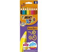 BIC Kids Supersoft Colouring Pencils - Pack of 8, Plus Sharpener