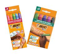 BIC Kids Temporary Tattoo Kit: Markers, Stencils and Stamps with Dermatologically Tested Fragrance-Free Ink - Pack of 5 Markers + 10 Stencils + 5 Stamps