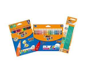 BIC Kit Rentrée des Classes - 18 Feutres de Coloriage/18 Crayons de Couleur/8 Crayons à Papier HB, Lot de 3