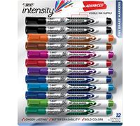 Bic Low Odor & Bold Writing Pen Style Dry Erase Marker, Bullet Tip, Assorted, 12 (GELIPP121AST)