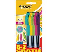 BIC M10 Clic Ball Pens - Assorted Colours (Pack of 10)