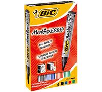 BIC Marking 2000 ECOlutions Permanent Bullet Tip Markers - Assorted Colours, Wallet of 4, Black