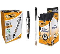 BIC Marking 2300 ECOlutions Pack of 12 Permanent Multi-Surface Markers Black Crystal Original Smudge-Free Black Pack of 50
