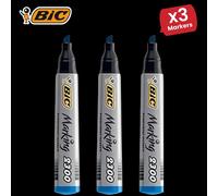 Bic Marking 2300 ECOlutions Permanent Chisel Tip Markers Blue - Single Pen3 Packs Bic Blue