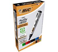BIC Marking 2300 Ecolutions Permanent Markers - Assorted Colours, Pack of 4 Markers With Chisel Tip - 3.7 to 5.5 mm