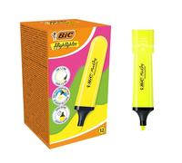 BIC Marking Flat Highlighter Modular Beveled Tip Highlighter (1.2mm-4.6mm) - Neon Yellow, Pack of 12