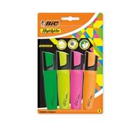 Bic Bic Highlighter Pen with Clip Chisel Tip 1.7-4.8mm Assorted Colours (Pack 4)