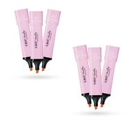 BIC Marking Highlighter Flat Highlighter Marker Pack of 6 Plastic Highlighter Pen with Pastel Pink Ink Highlighter Pens for Smooth Notes Precise Highlights Ideal for School and Office