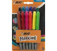 BIC Marking Permanent Markers - Assorted Intense and Pastel, Pack of 12