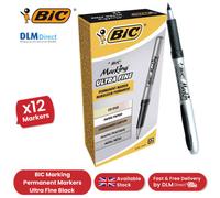 Bic Marking Permanent Markers Ultra Fine Tip Black - Pack Of 12