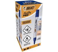 BIC Marking PRO Permanent Marker Pens Broad Chisel Tip Blue Ink Box of 12