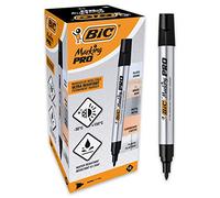 BIC Marking Pro Permanent Markers Medium Bullet Tip - Black, Box of 12