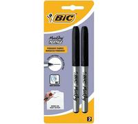 BIC Marking Ultra Fine Permanent Marker Fabrics (0.6 mm) - Black, Blister Pack of 2 - Quick Dry Marker