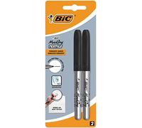 BIC Marking Ultra Fine Permanent Marker Fabrics (0.6 mm) - Black, Blister Pack of 2 - Quick Dry Marker