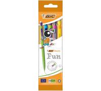 BIC Matic Fun, HB Mechanical Pencils and Eraser, Assorted Barrel Colours with Fine ,Yellow,Blue,Green,White,Pink,Point (0.7mm), Pack of 5,Yellow,Blue,Green,White,Pink