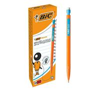 BIC Matic HB Mechanical Pencils and Eraser, Assorted Barrel Colours with Fine Point (0.9 mm), Pack of 12, Yellow,Orange,White,Pink