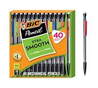 Bic Mechanical Pencils, 40 count, Black barrel with multi color clips