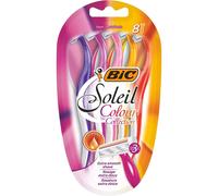 BIC Miss Soleil Colour Collection 3-Blade Razors for Women with Easy Grip Handle and Lubricating Strips, Pack of 8
