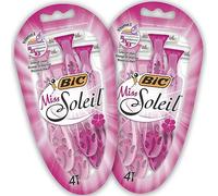 BIC Miss Soleil Colour Collection, Triple Blade Razor for Women, Stainless Steel Blades, With Flower Designed Handles, Pack of 8