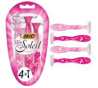 BIC Miss Soleil Disposable Razors for Women, 3 Blade, Pink Handle, Pack 4