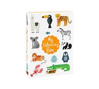 BIC My Colouring Box - Colouring Kit with 12 Markers/18 Colouring Pencils/6 Glitter Glues/1 Colouring Book and 36 Stickers
