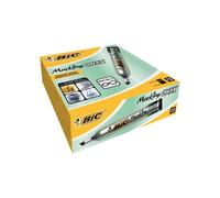 Bic - Onyx Marker- 12 Permanent markers Bevel point Metal body large capacity Bl