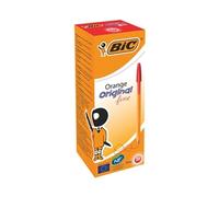 Bic Orange Ball Pen Fine 0.8mm Tip 0.3mm Line Red Pack 20