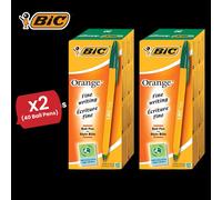 Bic Orange Ball Pen Fine Green PK20 - 2 Packs Bic Multicolor