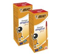 Bic Orange Ball Pen Fine Red Pk20 - 2 Packs Bic Red