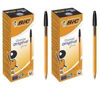 Bic Orange Fine Ballpoint Pens, Fine Point (0.8 mm), Black Ink, Writing Pens with Long-Lasting Ink, 2 Boxes of 20, 40 Pens Supplied