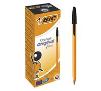 Bic Orange Fine Ballpoint Pens, Fine Point (0.8 mm), Blank Ink, Box of 20 - Writing Pens with Long-Lasting Ink, Black
