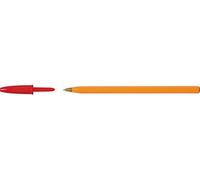 BIC Orange Fine Ballpoint Pens, Fine Point (0.8 mm), Red Ink, Box of 20 - Writing Pens with Long-Lasting Ink