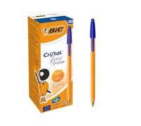 BIC Orange Original Fine Ballpoint Pens, Writing Pens with Long-Lasting Ink, Fine Point (0.8mm) Blue, Pack of 20