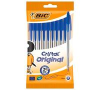 BIC Ballpoint Pens Cristal Original – Medium Tip (1 mm) – Blue, Box of 10