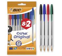 BIC Cristal Original Ballpoint Pens - Comfortable Medium Point 1.0mm - Assorted Colours Pack of 10