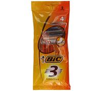 BIC Pack of 5 Packs of 4 No. 3 Sensitive Razors (3 Blades) + Lubricating Strip