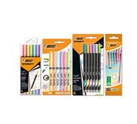 BIC Pastel Stationery Set, 6 Intensity Pastel Felt Tip Pens with Dual Tips, 6 Pastel Highlighter Grip Pens, 6 Pastel Fineliners, 6 Matic Pastel BIC Pencils, School Supplies, 23 Pack